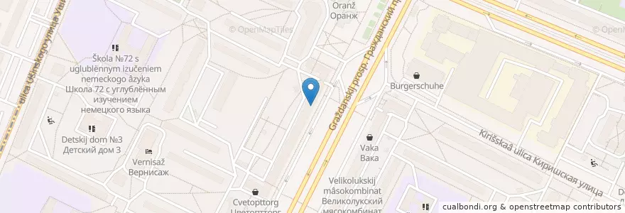 Mapa de ubicacion de Промсвязьбанк en Rusland, Северо-Западный Федеральный Округ, Oblast Leningrad, Sint-Petersburg, Калининский Район, Округ № 21.