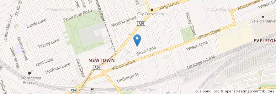 Mapa de ubicacion de Newtown Library en Australie, Nouvelle Galles Du Sud, Council Of The City Of Sydney, Sydney.