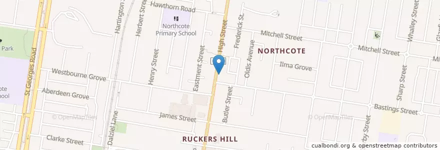 Mapa de ubicacion de Willow Bar en Australien, Victoria, City Of Darebin.