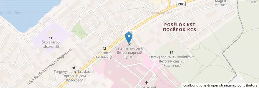 Mapa de ubicacion de Ветеринарный центр en Rusland, Centraal Federaal District, Oblast Moskou, Городской Округ Люберцы.