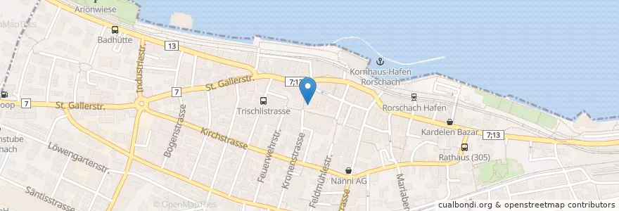 Mapa de ubicacion de Stars and Stripes American Bar & Restaurant en Svizzera, San Gallo, Wahlkreis Rorschach, Rorschach.