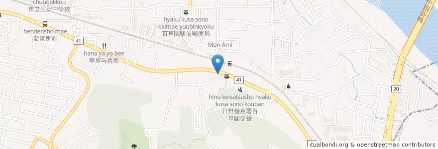 Mapa de ubicacion de コムパーク 百草園 en Jepun, 東京都, 日野市.