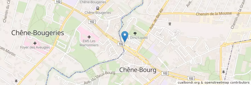 Mapa de ubicacion de Pub Grand Chêne en 瑞士, 日內瓦, 日內瓦, Chêne-Bougeries, Chêne-Bourg.