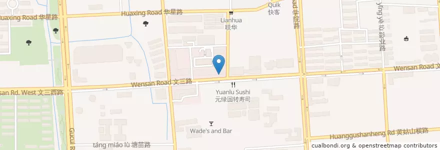 Mapa de ubicacion de 两岸咖啡 en 中国, 浙江省, 杭州市, 西湖区.