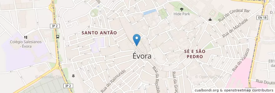 Mapa de ubicacion de Café Arcada en ポルトガル, Alentejo, Alentejo Central, Évora, Évora, Bacelo E Senhora Da Saúde, Évora.