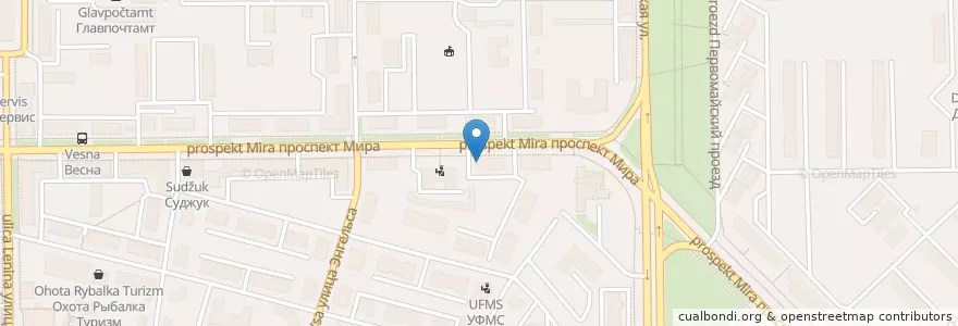 Mapa de ubicacion de отделение связи 6 en ロシア, 沿ヴォルガ連邦管区, キーロフ州, キロヴォ=チェペツク管区.