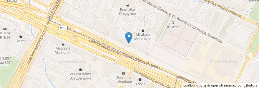 Mapa de ubicacion de Шоколадница en روسيا, Центральный Федеральный Округ, Москва, Северный Административный Округ, Район Сокол, Район Аэропорт.