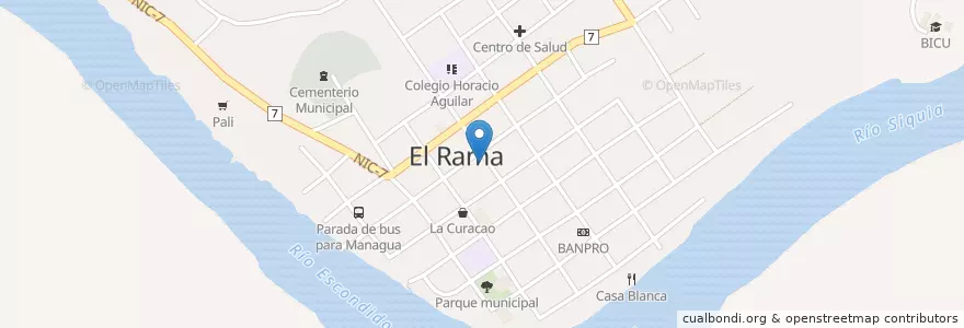 Mapa de ubicacion de Claro en Nicaragua, South Atlantic Autonomous Region, El Rama (Municipio).