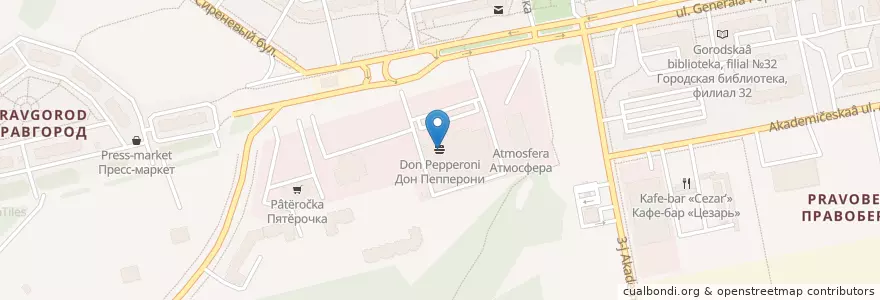 Mapa de ubicacion de Дон Пепперони en 俄罗斯/俄羅斯, Центральный Федеральный Округ, 卡卢加州, Городской Округ Калуга.
