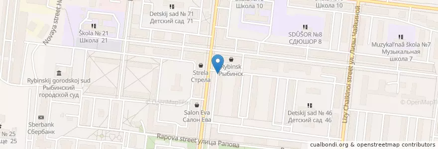Mapa de ubicacion de Стоматология en Rusia, Distrito Federal Central, Óblast De Yaroslavl, Рыбинский Район, Городской Округ Рыбинск.