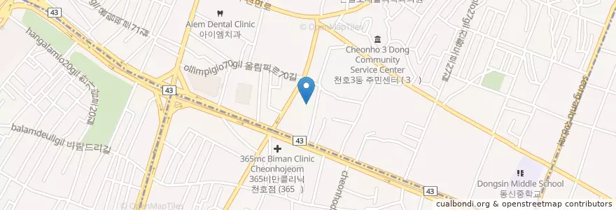 Mapa de ubicacion de 라마르 클리닉 강동점 en Güney Kore, Seul, 강동구, 천호동, 천호3동.