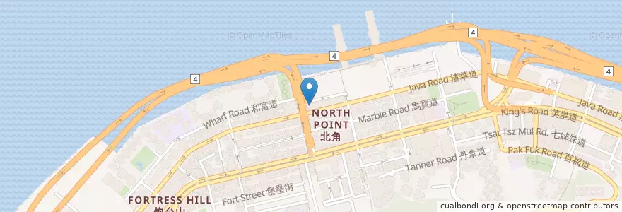 Mapa de ubicacion de 渣華道街市 Java Road Market en Chine, Guangdong, Hong Kong, Île De Hong Kong, Nouveaux Territoires, 東區 Eastern District.