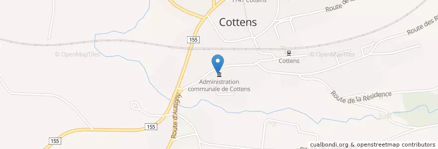 Mapa de ubicacion de Administration communale de Cottens en 瑞士, Fribourg/Freiburg, District De La Sarine, Cottens (Fr), Autigny.