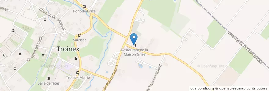 Mapa de ubicacion de Restaurant de la Maison Grise en Schweiz/Suisse/Svizzera/Svizra, Genève, Genève, Troinex.