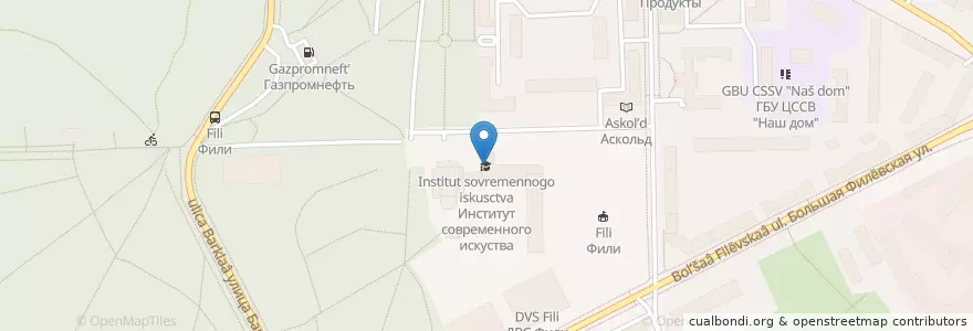 Mapa de ubicacion de Институт современного искусcтва en Russia, Central Federal District, Moscow, Western Administrative Okrug, Filyovsky Park District.