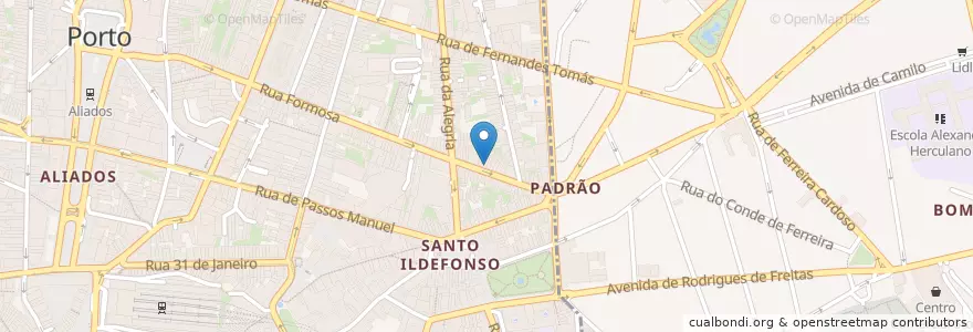 Mapa de ubicacion de O Sítio en Portugal, Norte, Porto, Área Metropolitana Do Porto, Porto, Cedofeita, Santo Ildefonso, Sé, Miragaia, São Nicolau E Vitória, Bonfim.