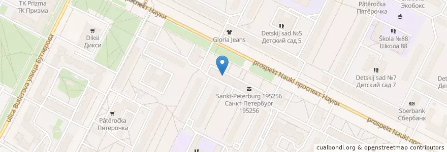 Mapa de ubicacion de Петербургские аптеки № 154 en Russland, Föderationskreis Nordwest, Oblast Leningrad, Sankt Petersburg, Калининский Район, Округ Гражданка.
