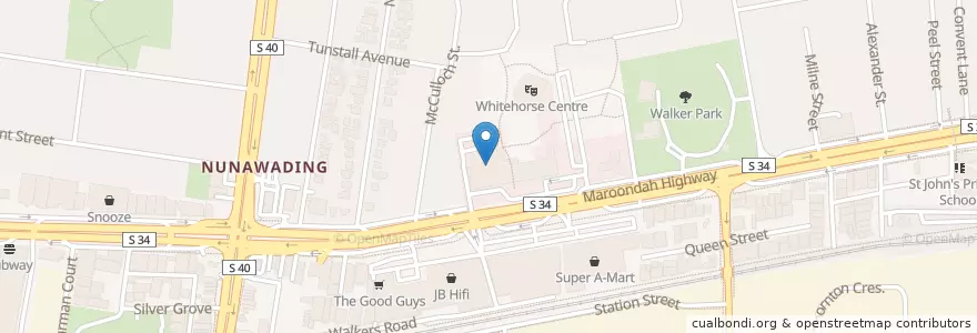 Mapa de ubicacion de Whitehorse Civic Centre en Австралия, Виктория, City Of Whitehorse.