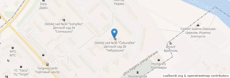 Mapa de ubicacion de Детский сад №38 "Чебурашка" en Russia, Central Federal District, Moscow Oblast, Voskresensky District.