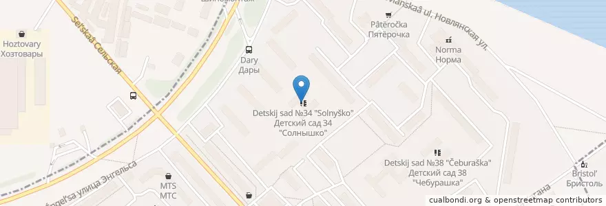 Mapa de ubicacion de Детский сад №34 "Солнышко" en Rusia, Distrito Federal Central, Óblast De Moscú, Городской Округ Воскресенск.