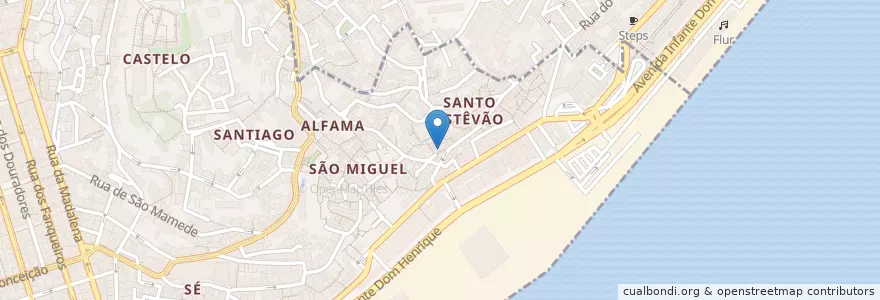 Mapa de ubicacion de Pateo 13 (Casa de Fado) en Португалия, Лиссабон, Grande Lisboa, Лиссабон, Santa Maria Maior.