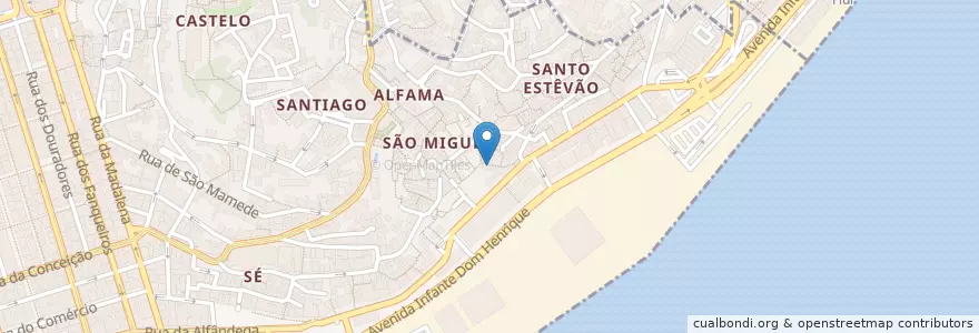 Mapa de ubicacion de Taverna d'El Rey (Casa de Fado) en 포르투갈, Lisboa, Grande Lisboa, 리스본, Santa Maria Maior.