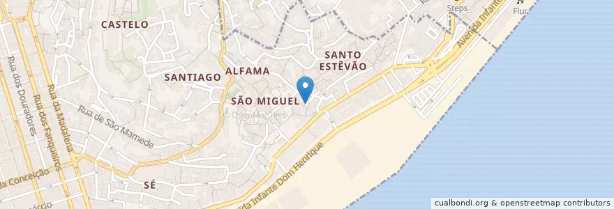 Mapa de ubicacion de Parreirinha de Alfama (Casa de Fado) en 포르투갈, Lisboa, Grande Lisboa, 리스본, Santa Maria Maior.