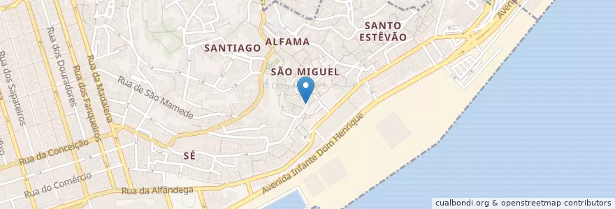 Mapa de ubicacion de São Miguel de Alfama (Casa de Fado) en Португалия, Лиссабон, Grande Lisboa, Лиссабон, Santa Maria Maior.