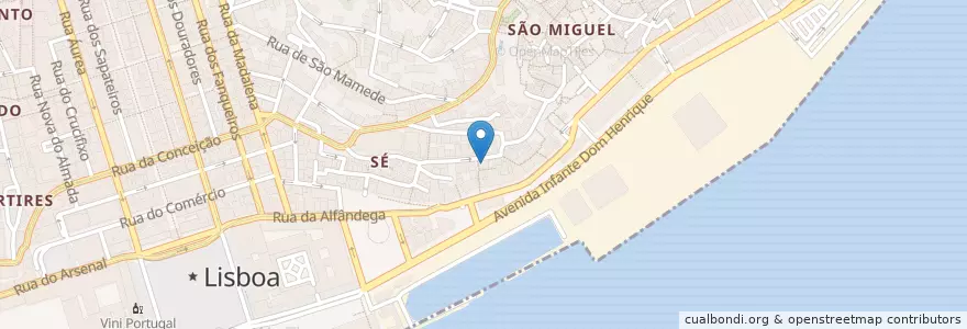 Mapa de ubicacion de Casa de Linhares (Casa de Fado) en 葡萄牙, Lisboa, Grande Lisboa, 里斯本, Santa Maria Maior.