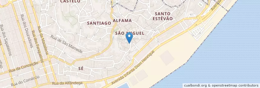 Mapa de ubicacion de A Baiuca (Casa de Fado) en 포르투갈, Lisboa, Grande Lisboa, 리스본, Santa Maria Maior.