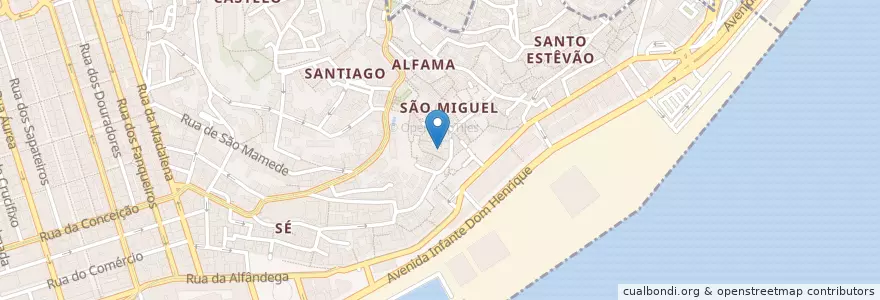 Mapa de ubicacion de Santo António de Alfama (Casa de Fado) en 포르투갈, Lisboa, Grande Lisboa, 리스본, Santa Maria Maior.