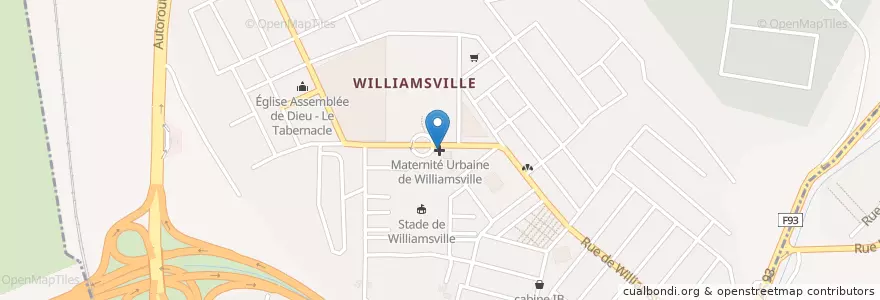 Mapa de ubicacion de Maternité Urbaine de Williamsville en Fildişi Sahili, Abican, Adjamé.