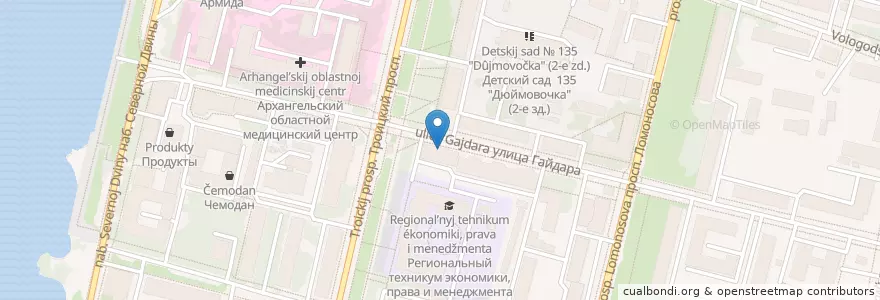 Mapa de ubicacion de Добрая аптека en Russia, Northwestern Federal District, Arkhangelsk Oblast, Primorsky District, Городской Округ Архангельск.