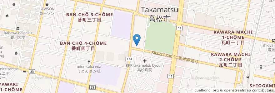 Mapa de ubicacion de セルフのうどん ばん家 en 日本, 香川县, 高松市.