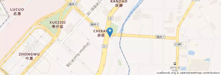 Mapa de ubicacion de 全國加油站 en Taiwan, Taoyuan, Distretto Di Dayuan.