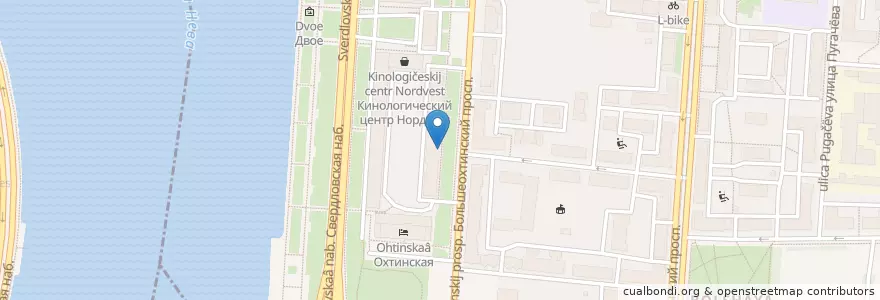 Mapa de ubicacion de Детский сад №18 en Russie, District Fédéral Du Nord-Ouest, Oblast De Léningrad, Saint-Pétersbourg, Красногвардейский Район, Округ Большая Охта.