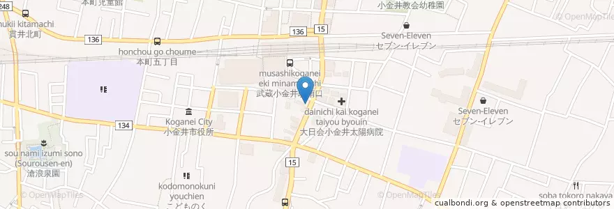 Mapa de ubicacion de ヘルスケアセイジョー en Japonya, 東京都, 小金井市.
