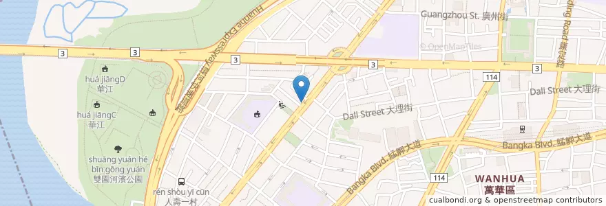Mapa de ubicacion de 華江派出所 en Taiwan, Nuova Taipei, Taipei, Distretto Di Wanhua.