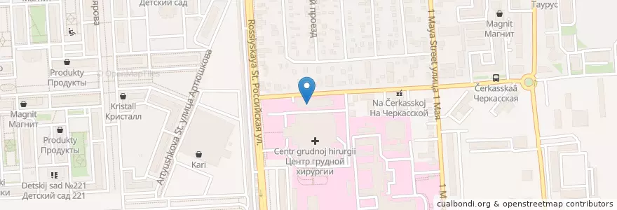 Mapa de ubicacion de Нефрологический центр "Фрезениус" en روسيا, منطقة فيدرالية جنوبية, منطقة كراسنودار, Городской Округ Краснодар.