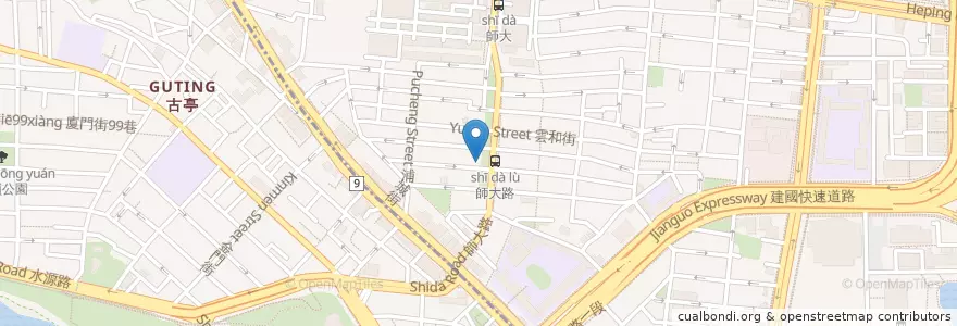 Mapa de ubicacion de 小木屋鬆餅臺師大店 en تايوان, تايبيه الجديدة, تايبيه, 大安區.