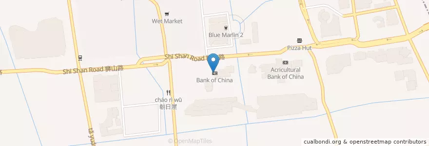 Mapa de ubicacion de Bank of China en 中国, 蘇州市, 江蘇省, 虎丘区, 狮山街道, 蘇州高新技術産業開発区.