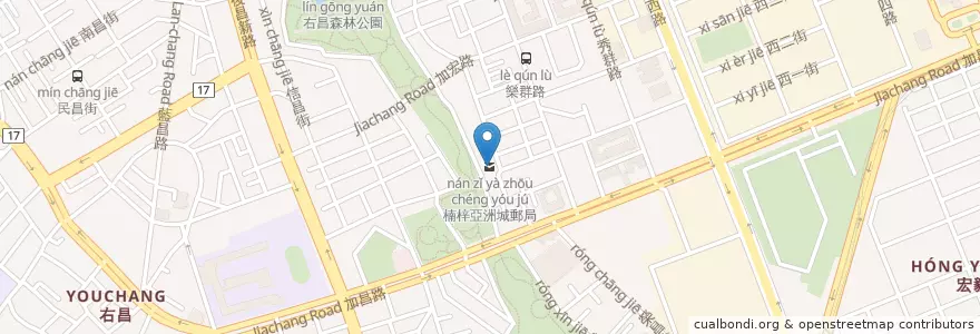 Mapa de ubicacion de 楠梓亞洲城郵局 en 台湾, 高雄市, 楠梓区.