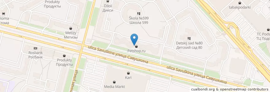Mapa de ubicacion de Ветеринарная клиника en Russie, District Fédéral Du Nord-Ouest, Oblast De Léningrad, Saint-Pétersbourg, Приморский Район, Округ № 65.