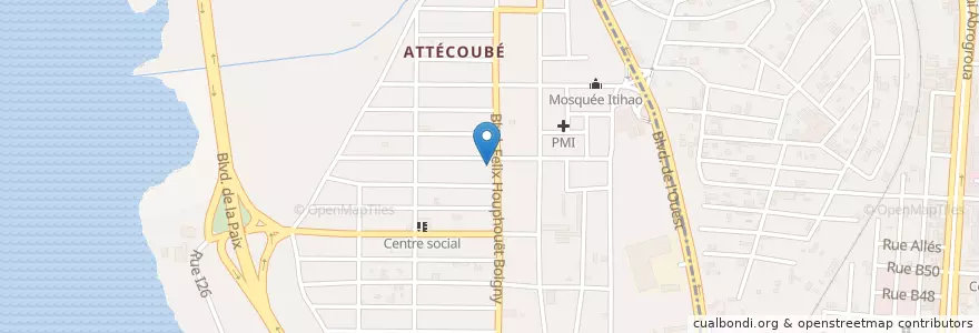 Mapa de ubicacion de Grande Mosquée en Costa D'Avorio, Abidjan, Attécoubé.