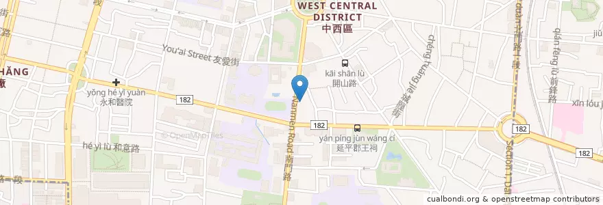 Mapa de ubicacion de 窄門咖啡 en Taiwan, 臺南市, 中西區.
