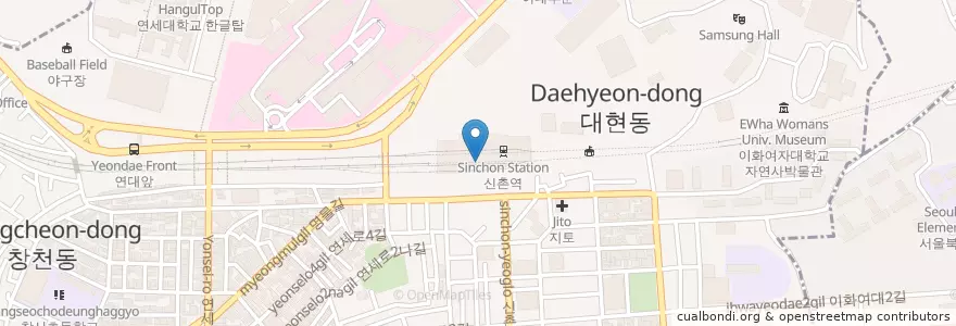 Mapa de ubicacion de MEGABOX 신촌 en Corea Del Sur, Seúl, 마포구, 신촌동.