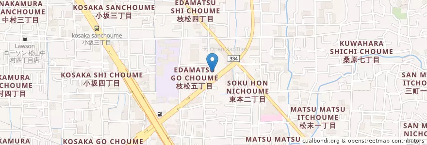 Mapa de ubicacion de くら寿司松山枝松店 en Jepun, 愛媛県, 松山市.