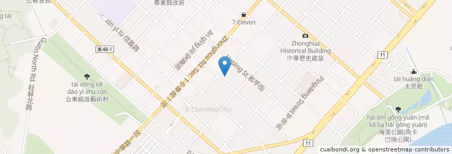 Mapa de ubicacion de 台東林家臭豆腐 en 台湾, 台湾省, 台東県, 台東市.