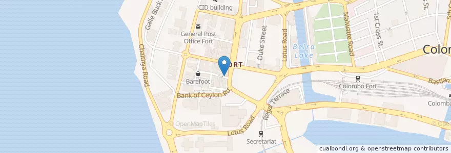 Mapa de ubicacion de Commercial Bank of Ceylon PLC en Seri-Lanca, බස්නාහිර පළාත, කොළඹ දිස්ත්‍රික්කය, Colombo.