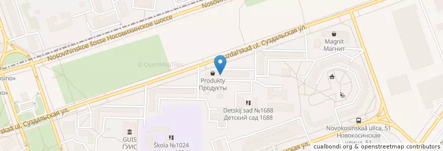 Mapa de ubicacion de Детская библиотека en Russia, Distretto Federale Centrale, Москва, Восточный Административный Округ, Район Новокосино.